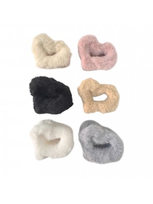 Κλάμερ μαλλιών γούνινη καρδιά χρώμα 6.5cm 1 τμχ RO ACCESSORIES