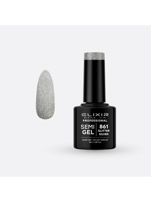 Ημιμόνιμο βερνίκι 8ml – #861 (Glitter Silver) ELIXIR MAKE-UP
