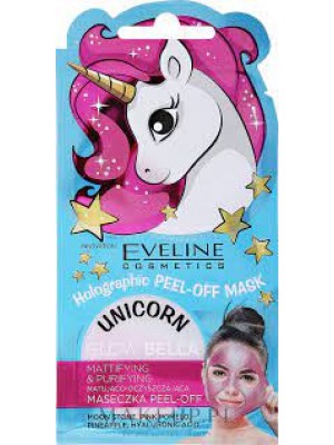 Μάσκα απολέπισης προσώπου Unicorn Holographic Peel Off Mask Glow Pink Bella Eveline Cosmetics 