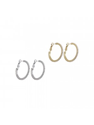 Σκουλαρίκι Κρίκος ασημί-χρυσό 30 mm 1 ζευγος RO ACCESSORIES