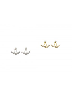 Σκουλαρίκι ear jacket πέρλα με σειρέ zircon στρας (ασημί) RO ACCESSORIES