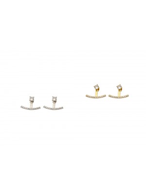 Σκουλαρίκι ear jacket zircon με σειρά στρας 1σετ Ro Accessories