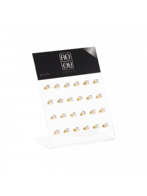 Σκουλαρίκια αυτιού Stainless steel με zircon 5 mm χρυσό RO ACCESSORIES